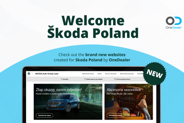 OneDealer y Skoda Polonia colaboran para lanzar 52 nuevas páginas web de concesionarios y 28 más para los concesionarios Skoda que sólo ofrecen servicios.